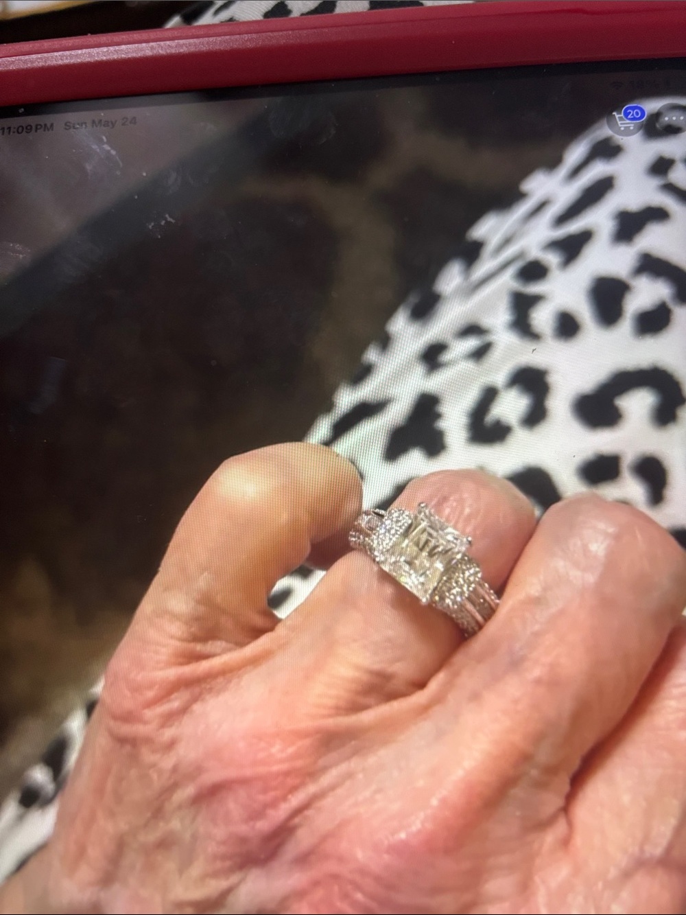 Emerald-Cut Cubic Zirconia Bridal Ring Set in White Gold Tone